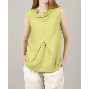 Niche Kyla Top Sleeveless‎ Draped Neckline Pleats XL Lagenlook Line Green NWT